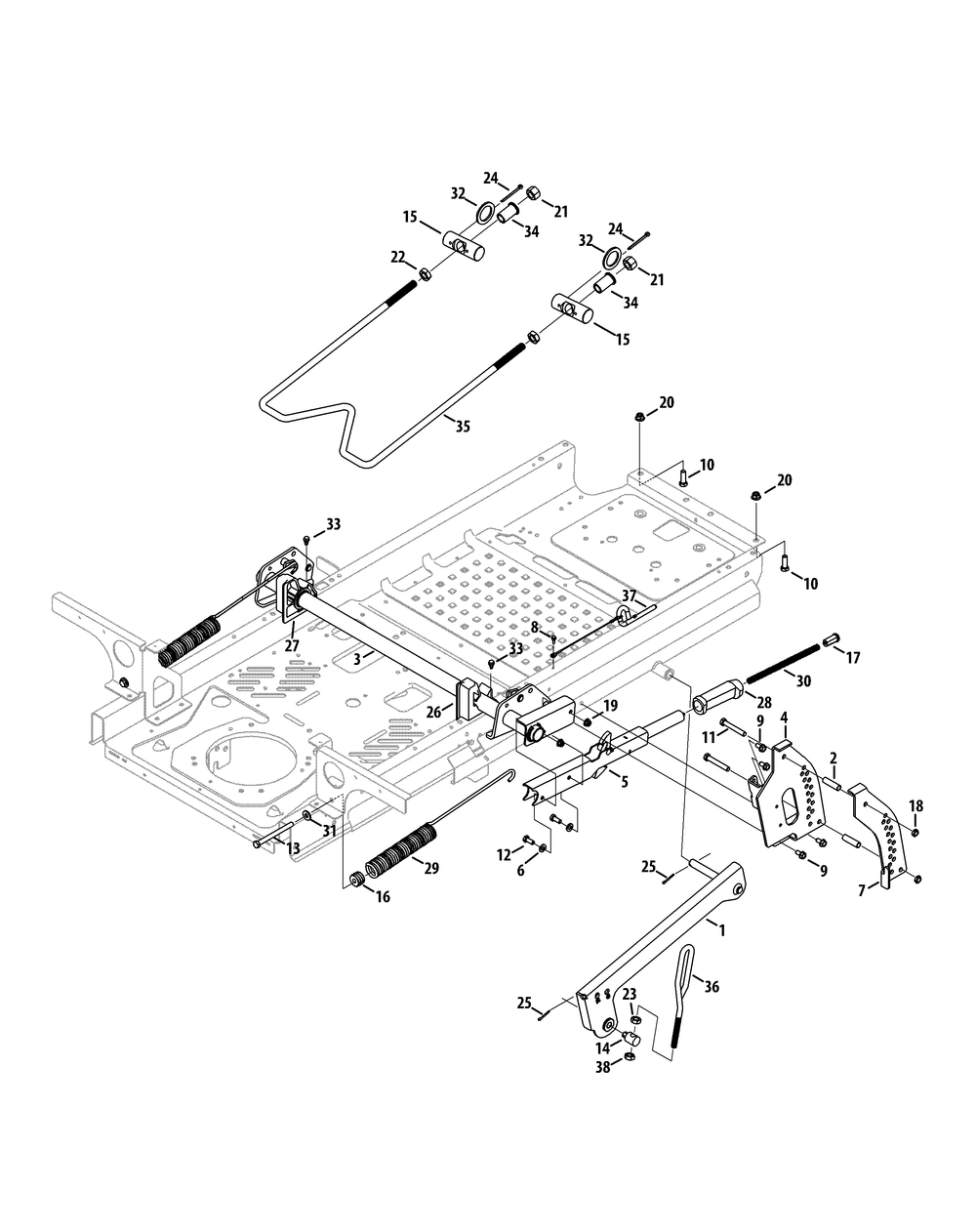Deck Lift Diagram and Parts List for Z-FORCELZ60 (53AGD-53AGD050)(2015) Cub Cadet Lawn Tractor